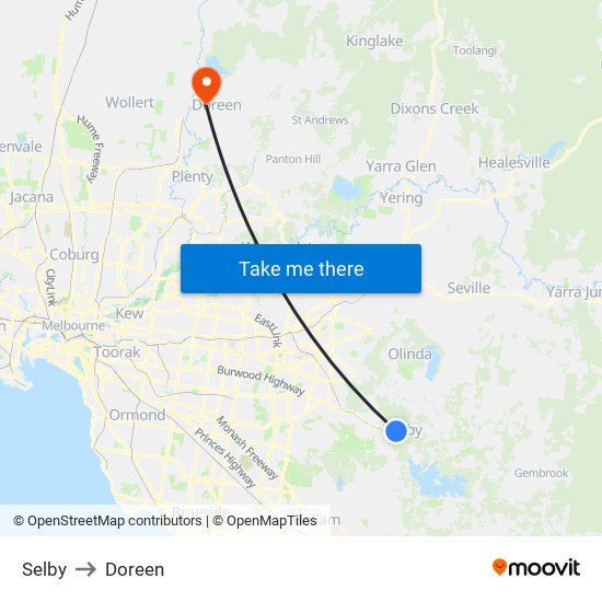 Selby to Doreen map