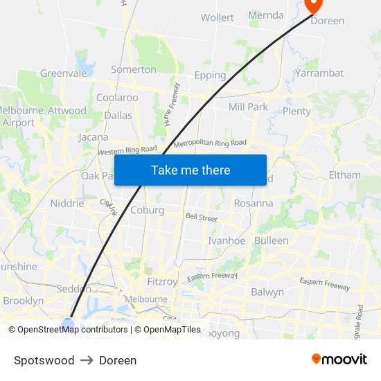 Spotswood to Doreen map