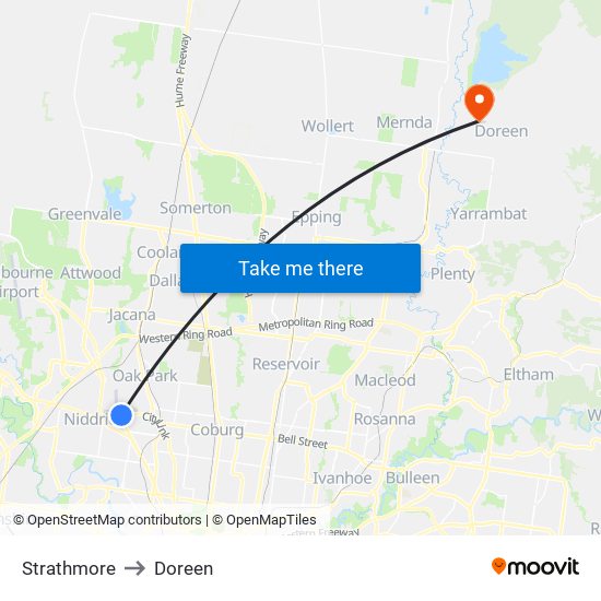 Strathmore to Doreen map