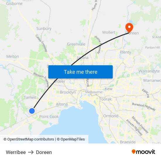 Werribee to Doreen map