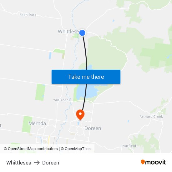 Whittlesea to Doreen map