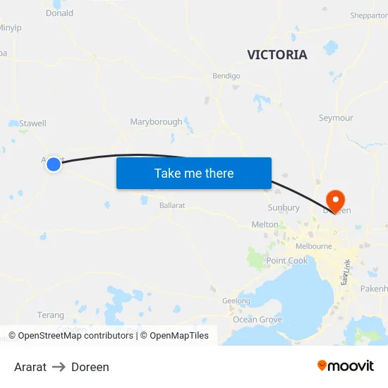 Ararat to Doreen map