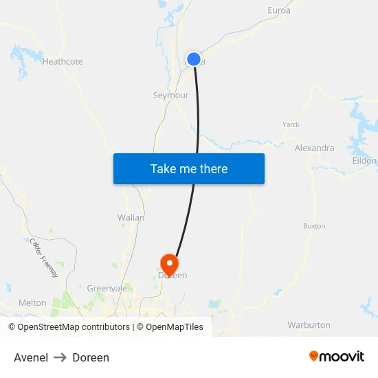 Avenel to Doreen map