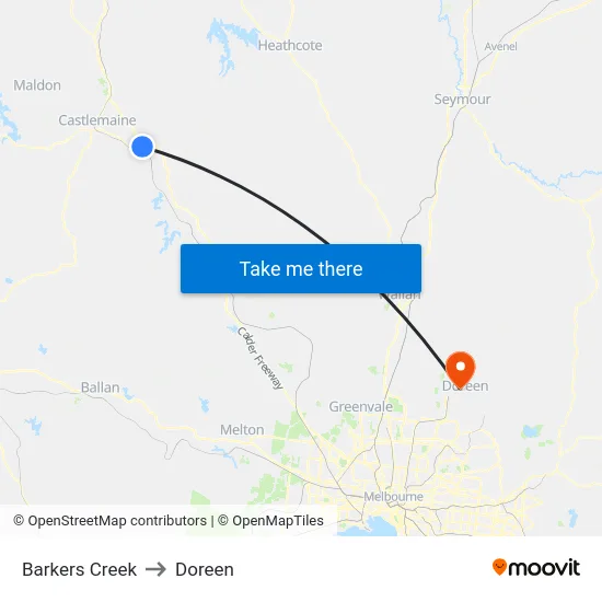 Barkers Creek to Doreen map