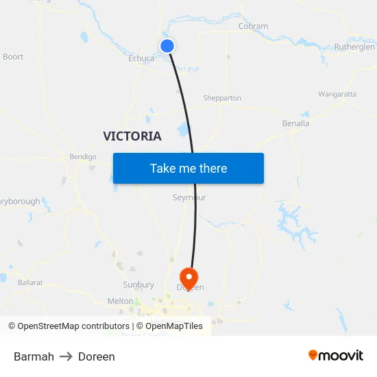 Barmah to Doreen map