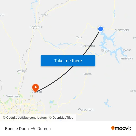 Bonnie Doon to Doreen map