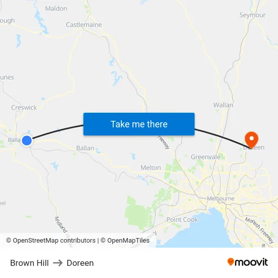 Brown Hill to Doreen map