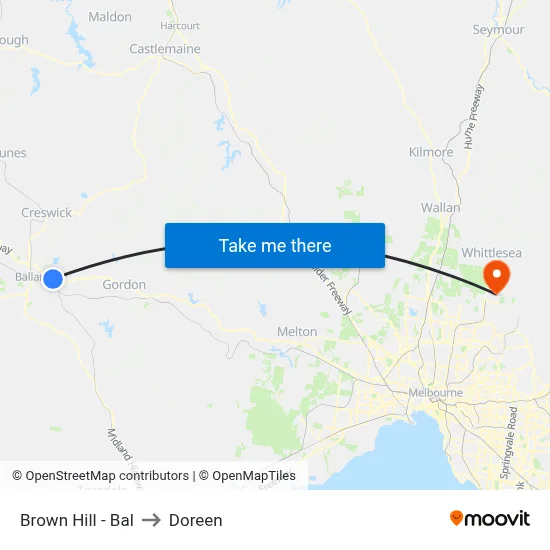 Brown Hill - Bal to Doreen map
