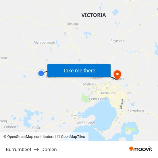 Burrumbeet to Doreen map