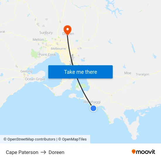 Cape Paterson to Doreen map