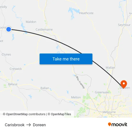 Carisbrook to Doreen map