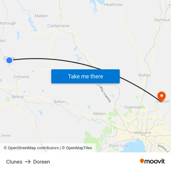 Clunes to Doreen map