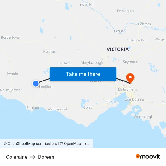 Coleraine to Doreen map