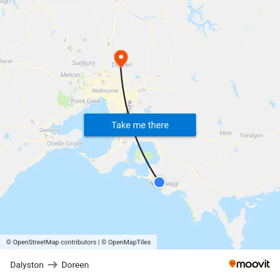 Dalyston to Doreen map