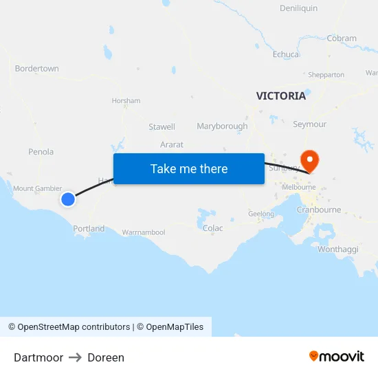 Dartmoor to Doreen map