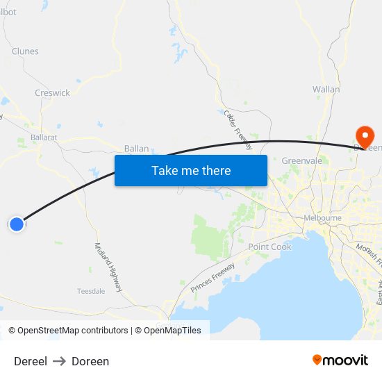 Dereel to Doreen map