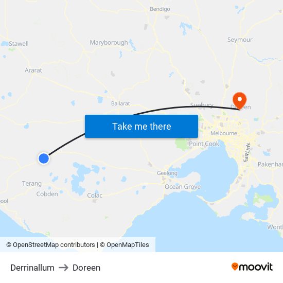 Derrinallum to Doreen map