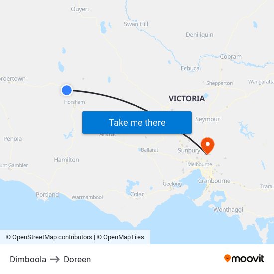 Dimboola to Doreen map