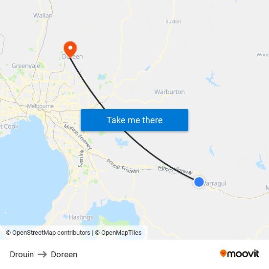 Drouin to Doreen map