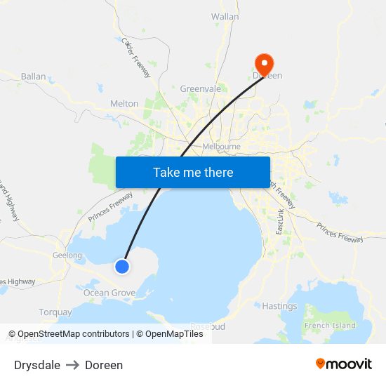 Drysdale to Doreen map