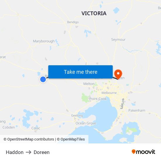 Haddon to Doreen map