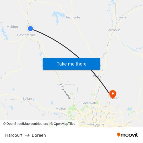 Harcourt to Doreen map