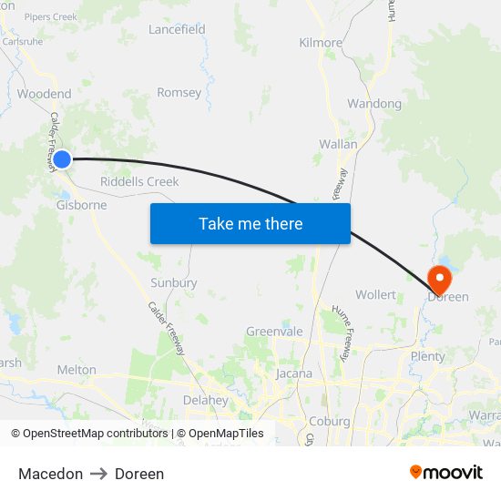 Macedon to Doreen map