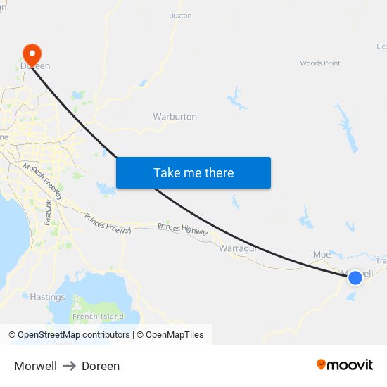 Morwell to Doreen map