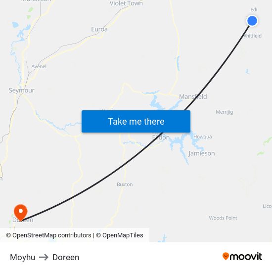 Moyhu to Doreen map