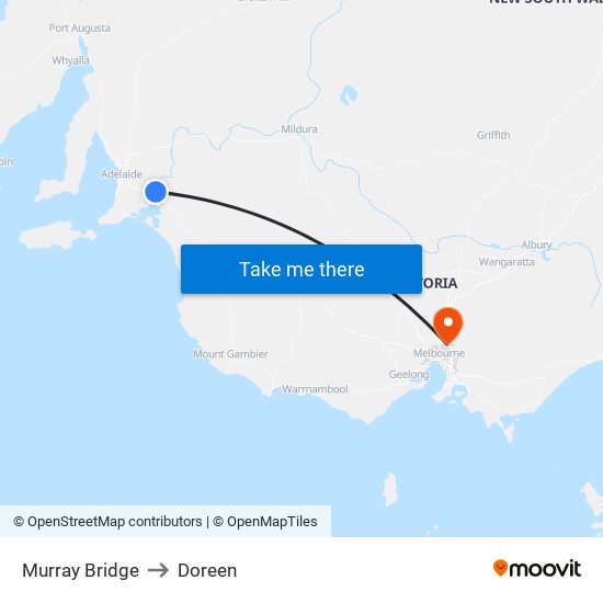 Murray Bridge to Doreen map
