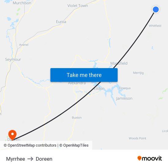 Myrrhee to Doreen map