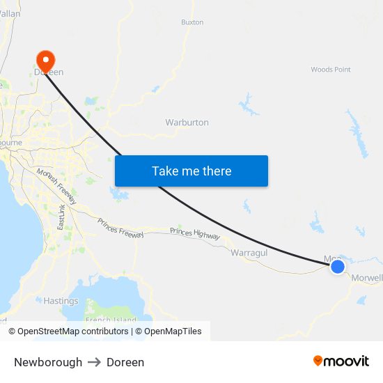 Newborough to Doreen map