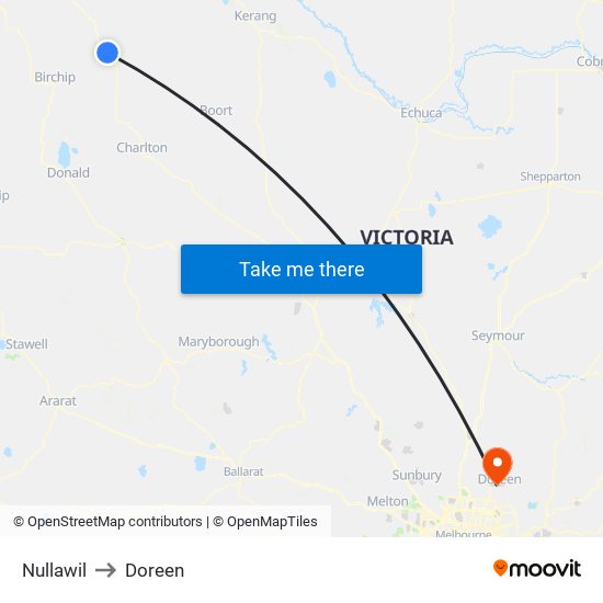 Nullawil to Doreen map