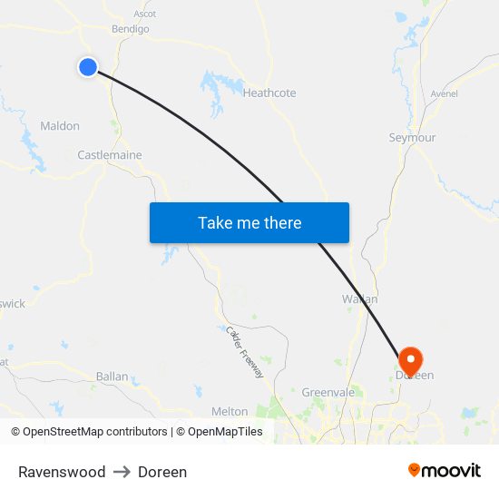 Ravenswood to Doreen map