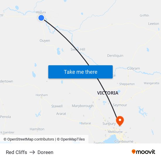 Red Cliffs to Doreen map