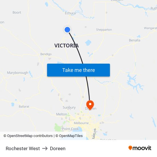 Rochester West to Doreen map