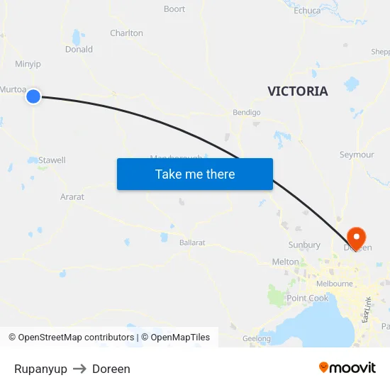 Rupanyup to Doreen map