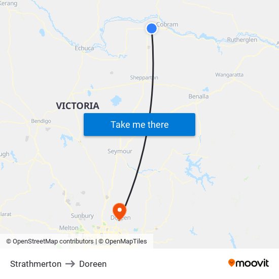 Strathmerton to Doreen map