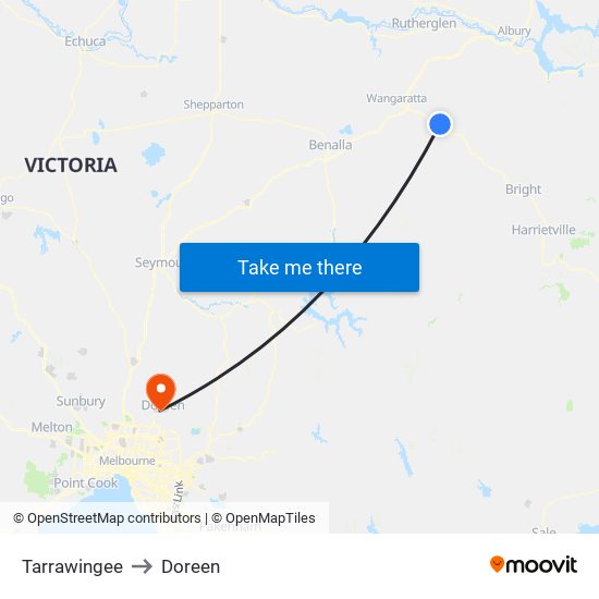 Tarrawingee to Doreen map