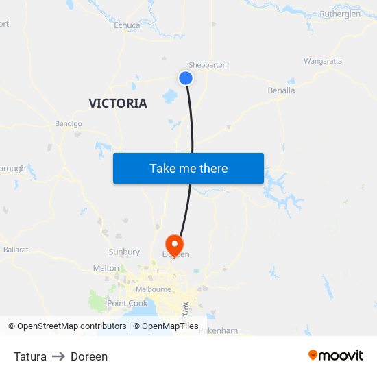 Tatura to Doreen map