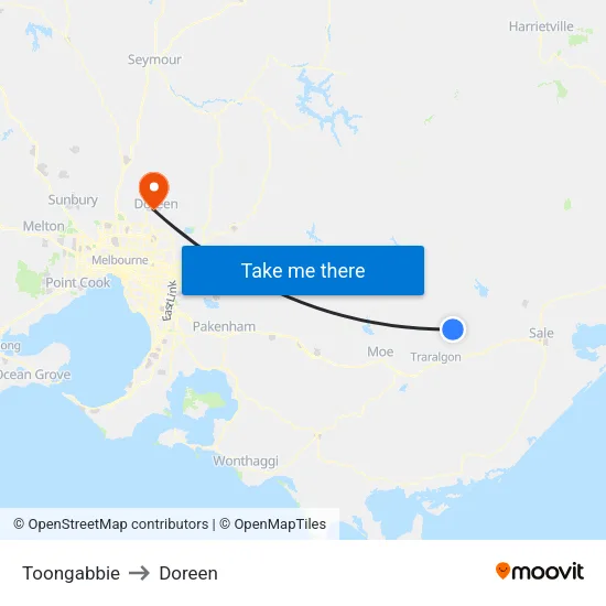 Toongabbie to Doreen map