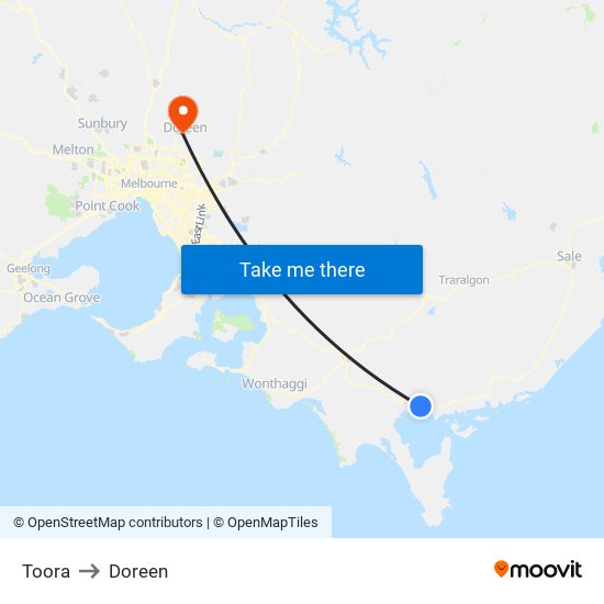 Toora to Doreen map