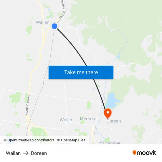 Wallan to Doreen map