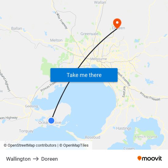 Wallington to Doreen map