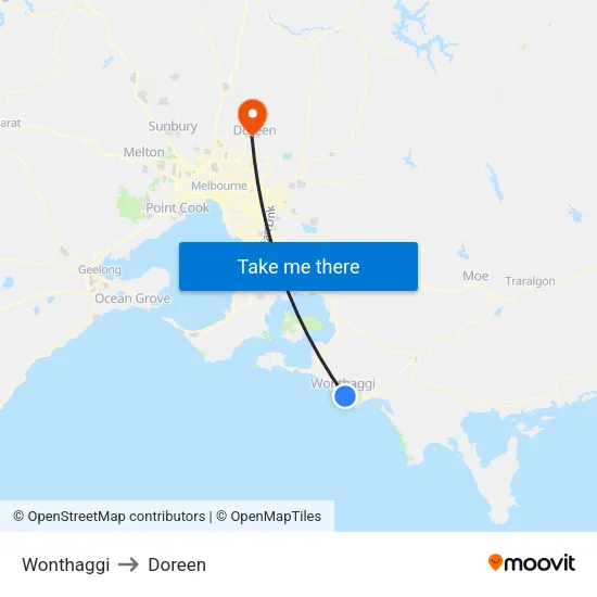 Wonthaggi to Doreen map