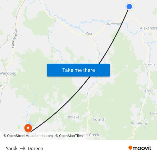 Yarck to Doreen map