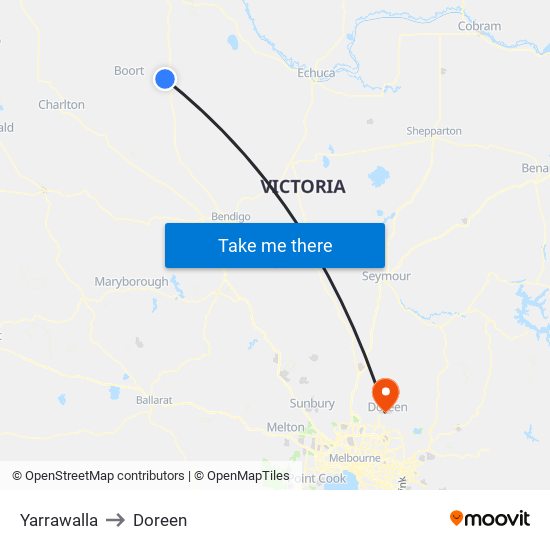 Yarrawalla to Doreen map