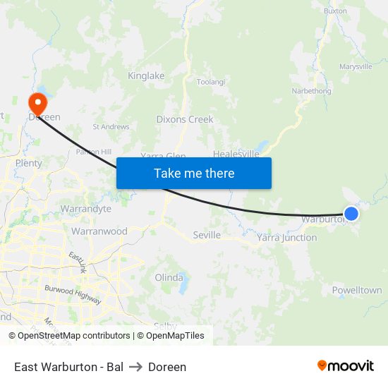 East Warburton - Bal to Doreen map