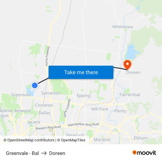 Greenvale - Bal to Doreen map