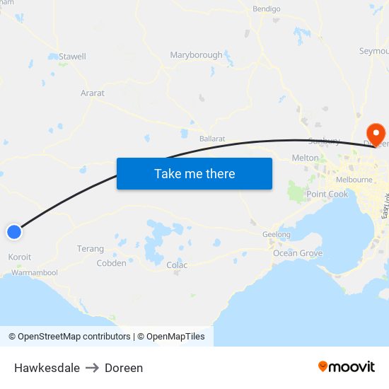 Hawkesdale to Doreen map